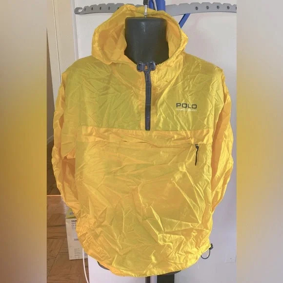 🏇🏽💛Polo Ralph Lauren Jeans Packable Windbreaker Jacket Yellow Blue Size M - Picture 8 of 12